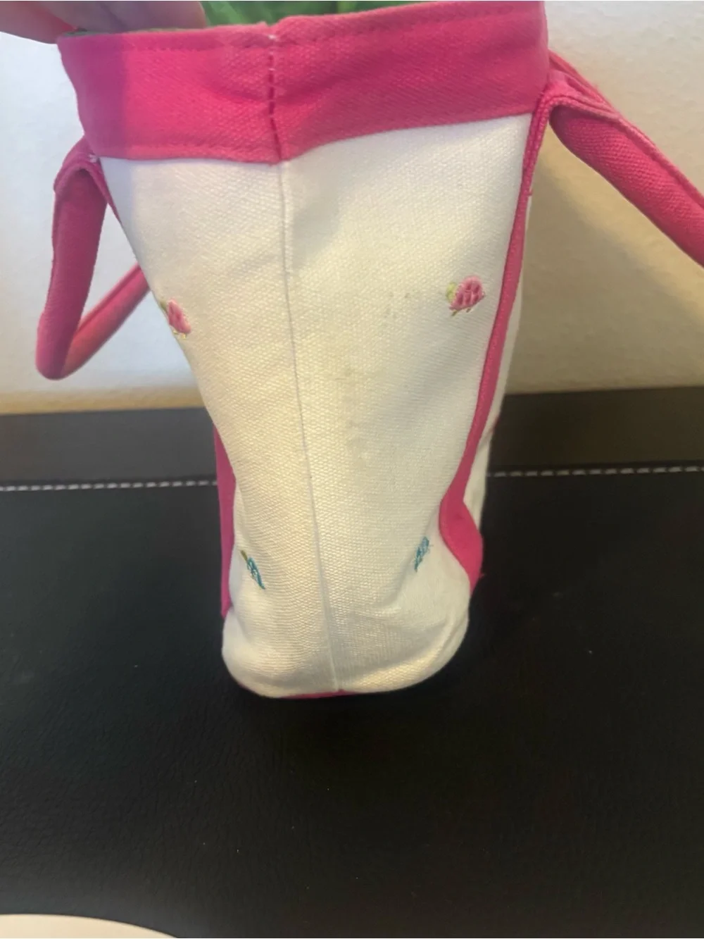 Vintage 2007 Gymboree Preppy Turtle Canvas Boat Tote Bag Pink Green One Size